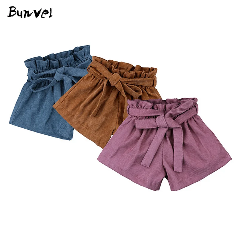 Детские хлопковые шаровары с поясом и оборками льняные штанишки для малышей