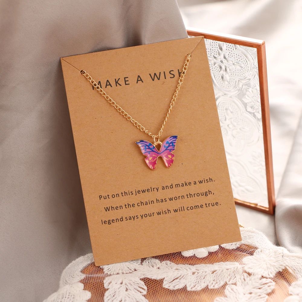 

UMKA Korean Fashion Cute Butterfly Pendant Necklace for Women Golden Color Statement Necklace Jewelry Gifts Dropshipping 2021