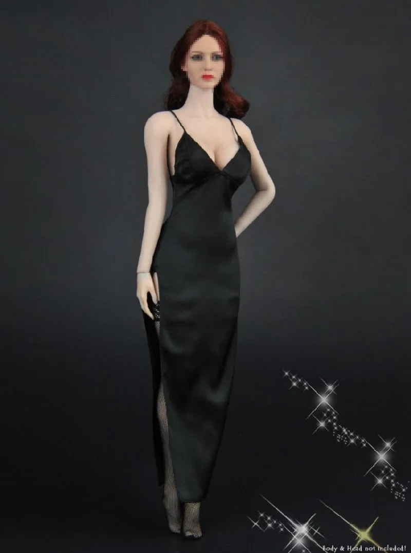 ZYTOYS-Disfraz de soldado femenino, Vestido largo de noche de 12 pulgadas, estilo Cheongsam, Sexy, color negro, ZY5025, 1/6-1