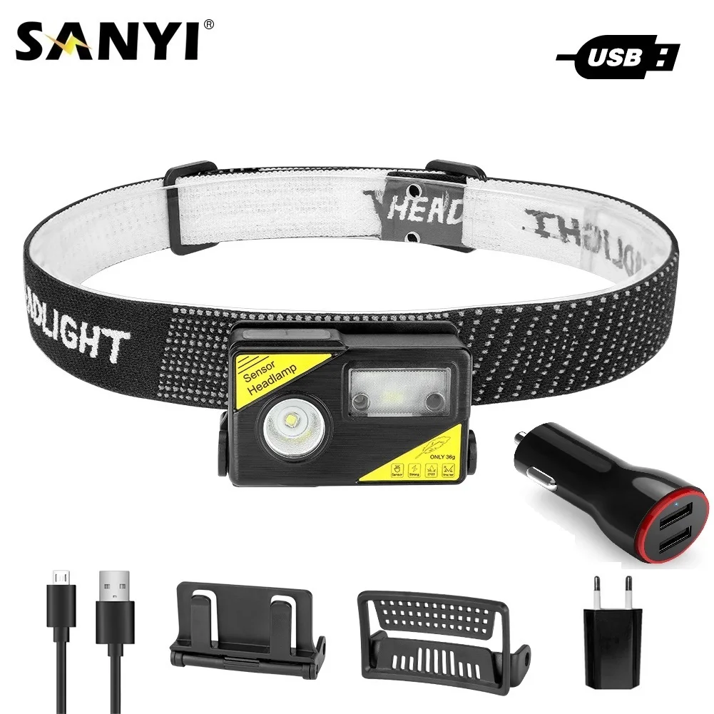 Налобный фонарь L2 светодиодный с зарядкой от USB и датчиком движения | Лампы