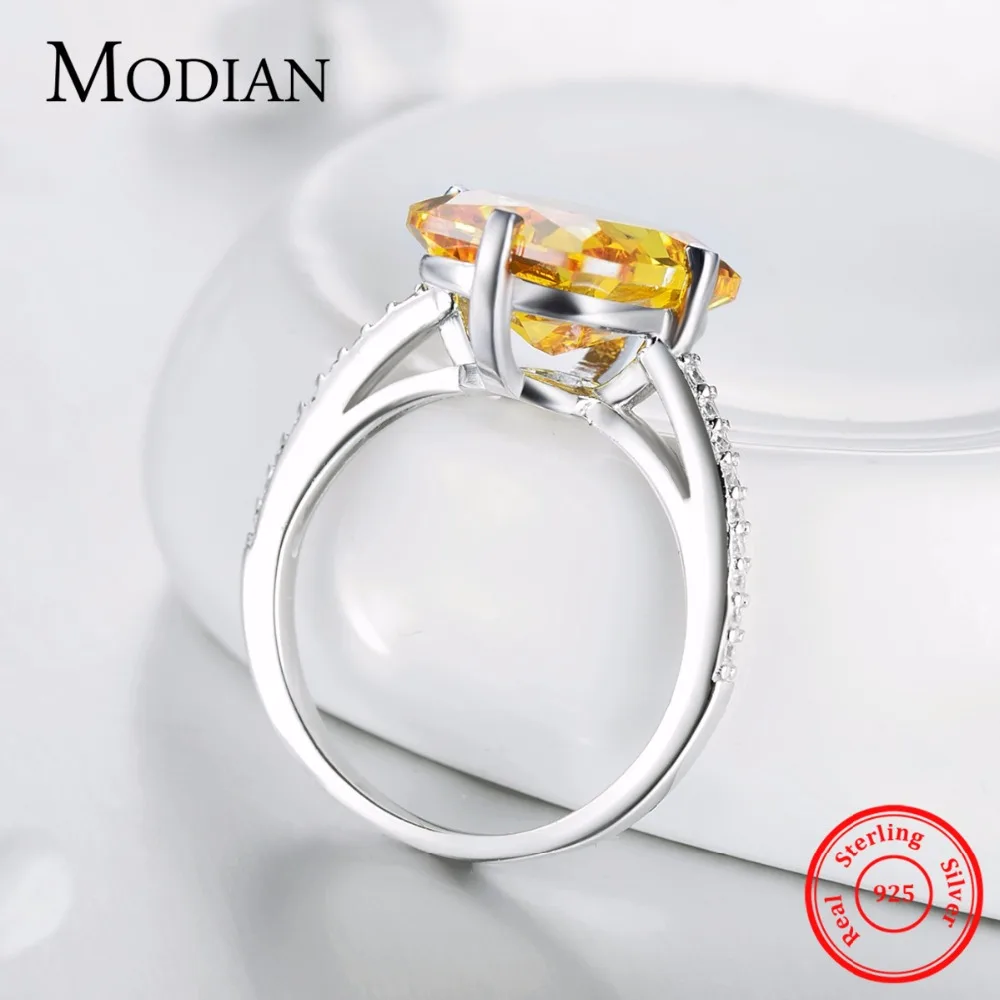 Modian Hot 100% 925 пробы Серебряное желтое ослепительное кольцо CZ для женщин