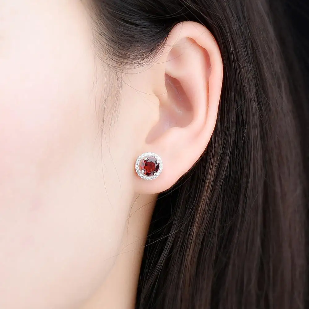 Hutang круглые серьги гвоздики из серебра 925 пробы с натуральным красным