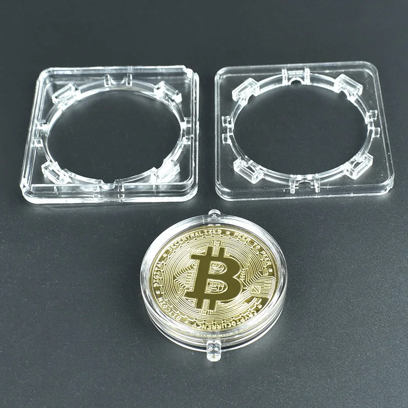 40mm Gold Bitcoin Coin with Spin rotatory showing Case Litecoin Eth XRP Cryptocurrency Metal coin For collection | Дом и сад