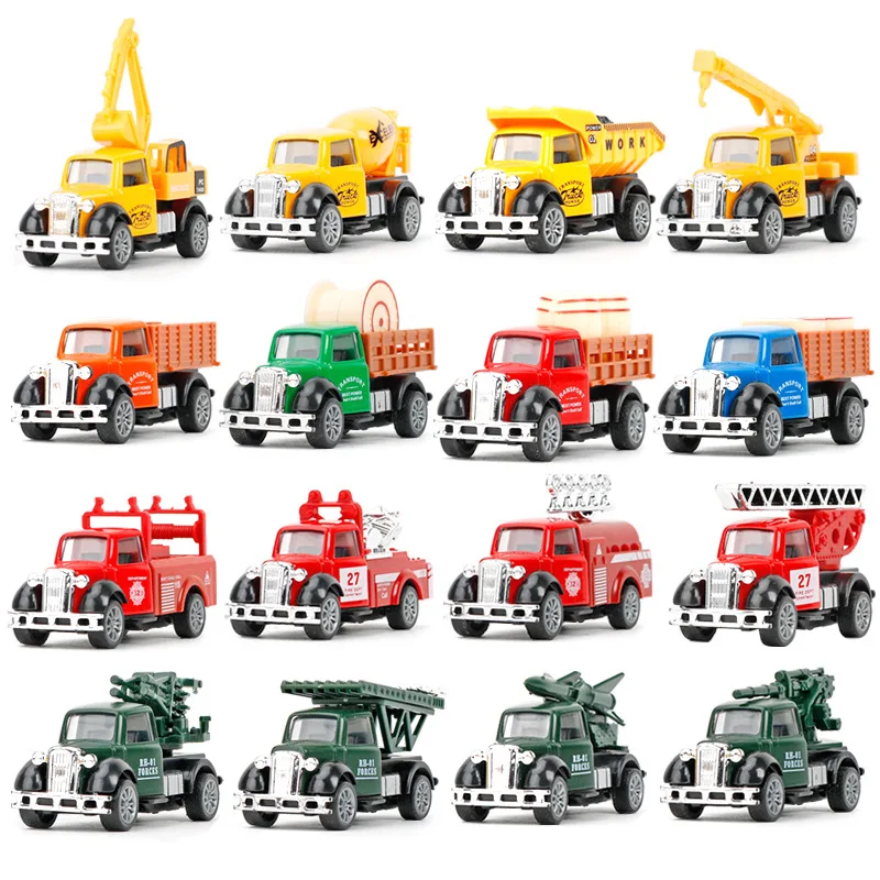 

Multiple children's toy projects farmer fire fighting military alloy car with parking scene car model