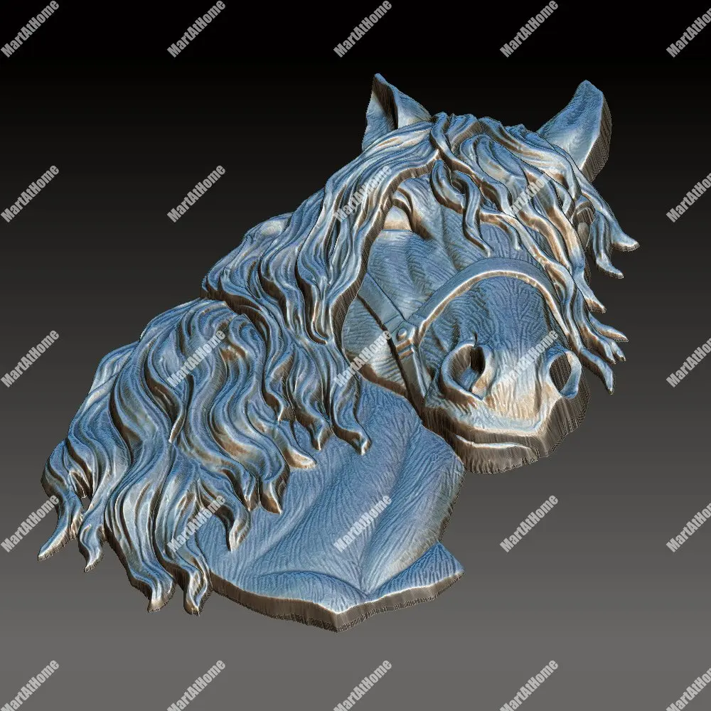 3D STL модель головы лошади для ЧПУ гравировки и печати рельеф поддержка ZBrush Artcam Aspire