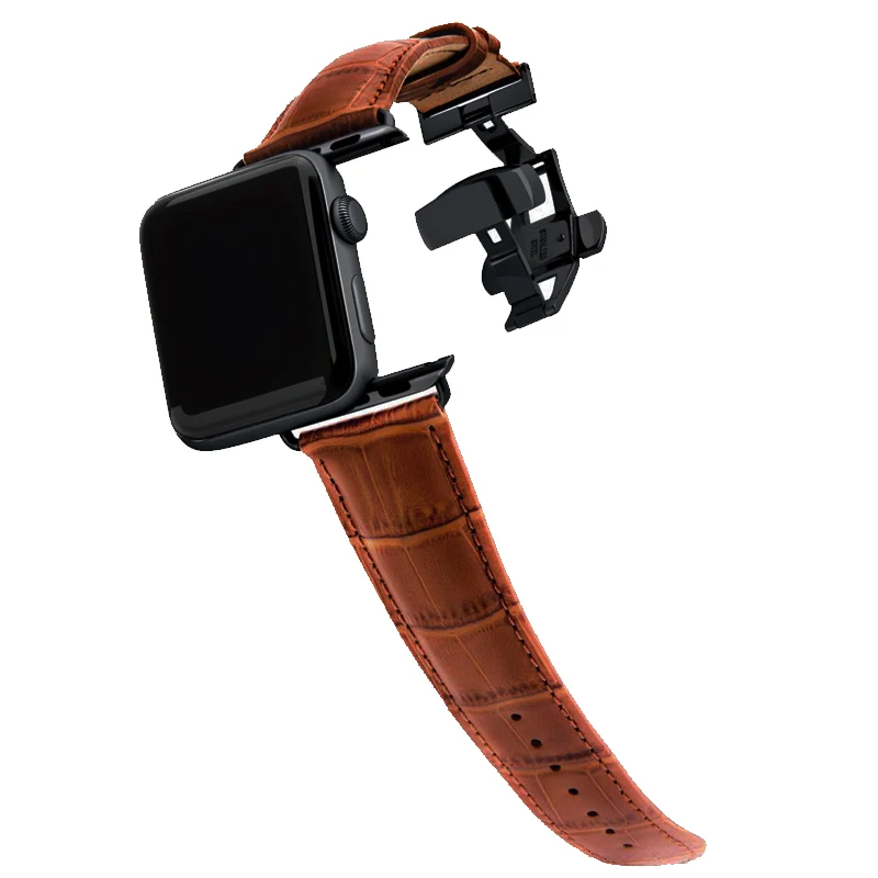 Ремешок из натуральной кожи для apple watch ремешок 44 мм 40 42 38 браслет с бабочкой часов