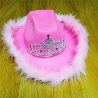 new 58 60 cm adult western style tiara cowgirl hat for women girl pink tiara cowgirl hat cowboy cap holiday funny party hat