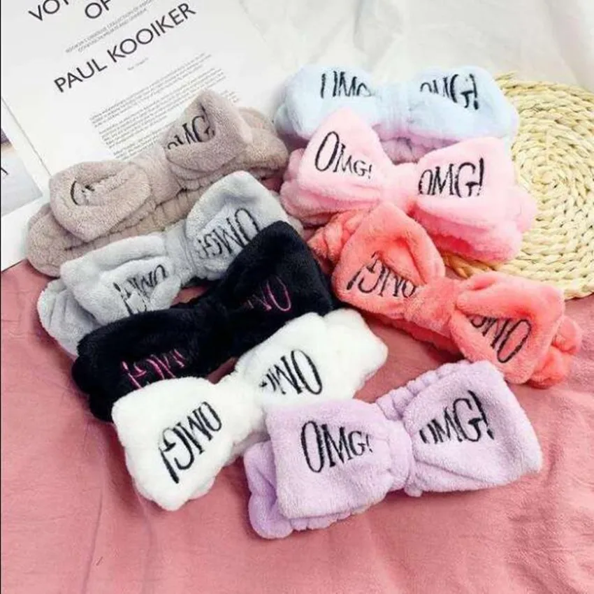 

New Letter OMG Coral Fleece Soft Bow Headbands For Women Girls Cute Hair Holder Hairbands Hair Bands Headwear Hair Accessories