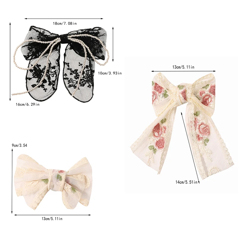 

New Bow Pearls Chain Barrettes Hairpins For Women Rhinestone Spring Hair Clips Ribbon Headband Ponytail Hair Accessories