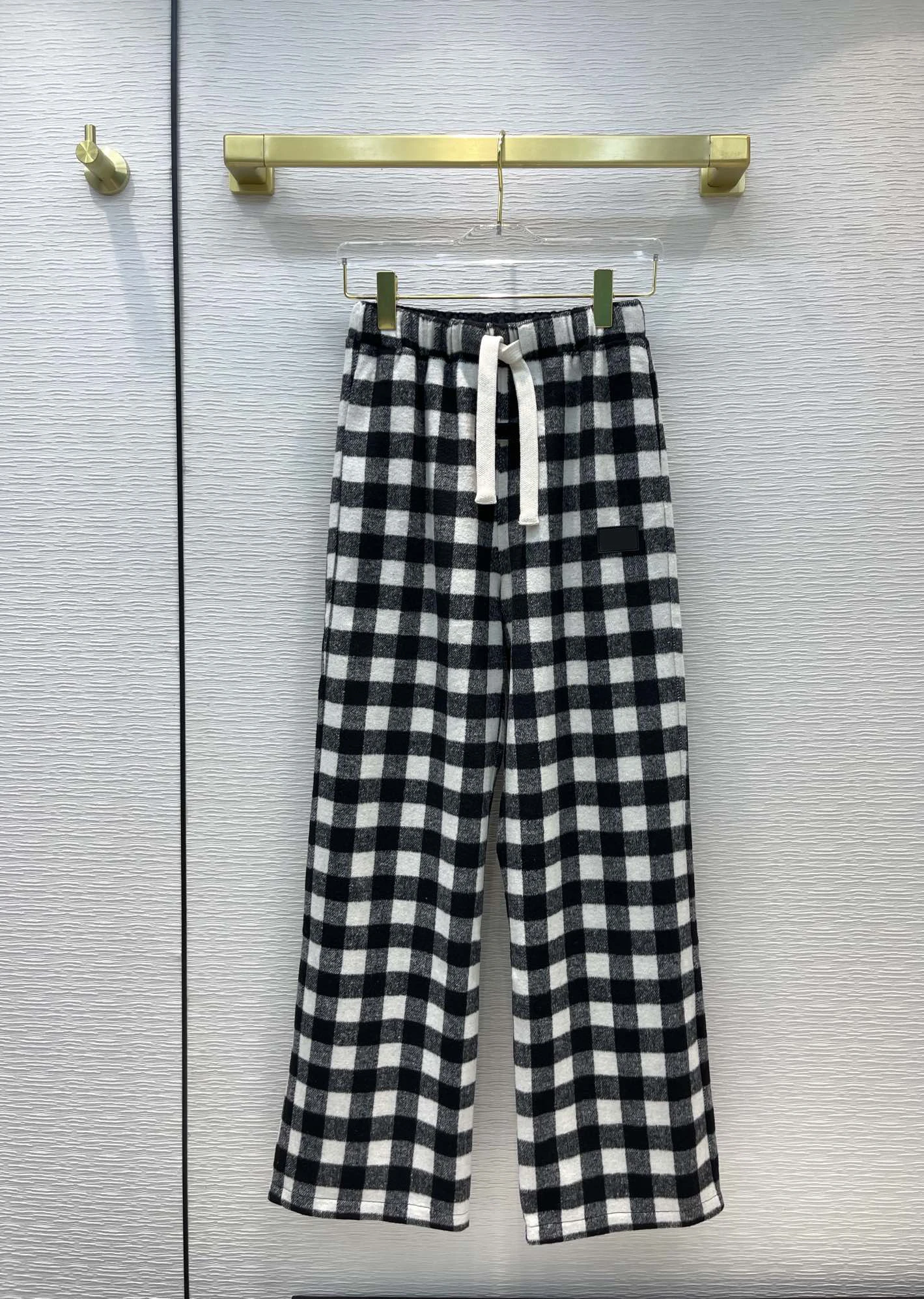 

2021 FW New Classic Black White Plaid Straight Casual Pants BUR Vintage Streetwear BERRY Chic High Quality Bottoms Wool Trousers