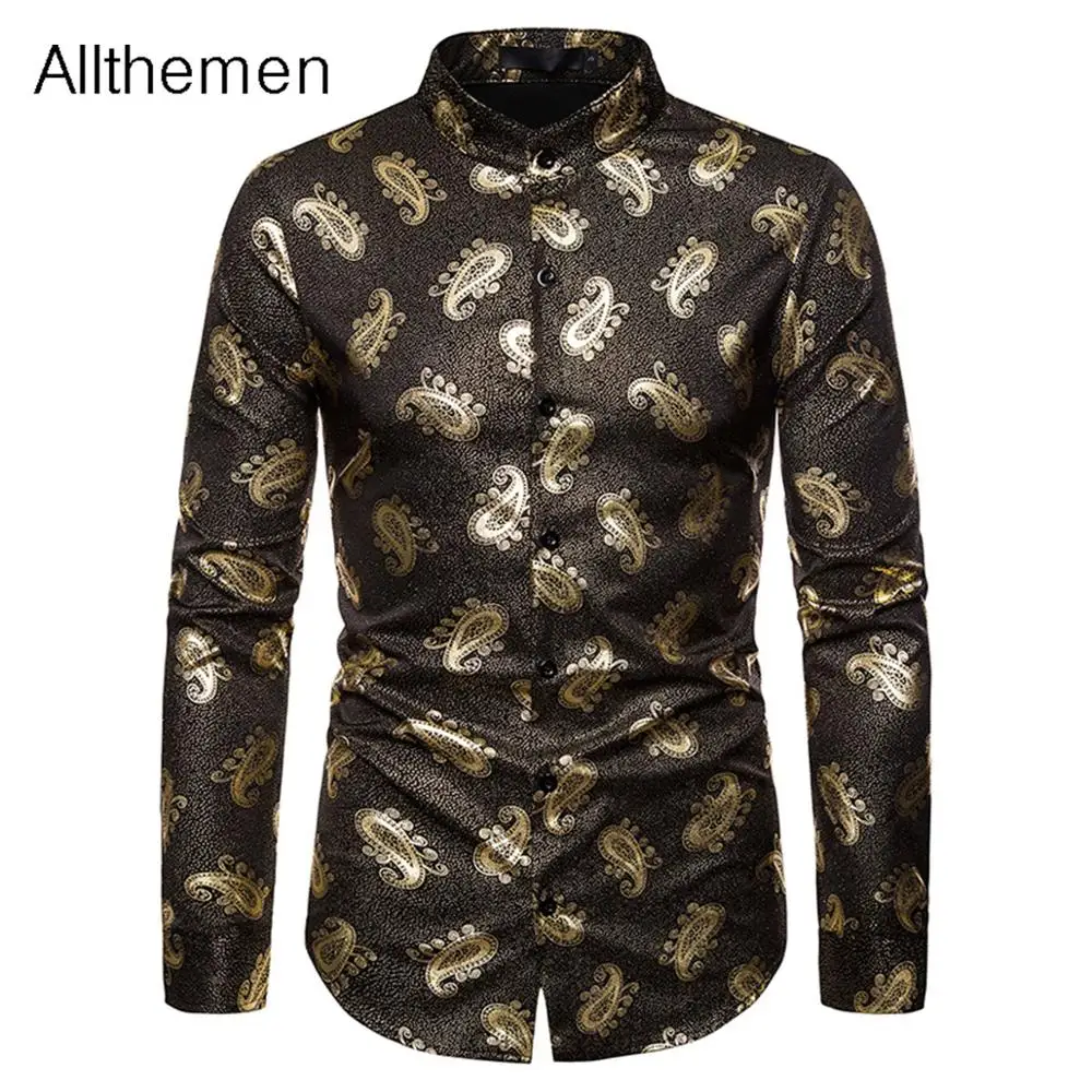 

Allthemen Fashion Men's Shirt Men Floral Print Chemise Long Sleeve Designer Shirts Men Slim Fit Vintage Dress Shirt Man Clothing