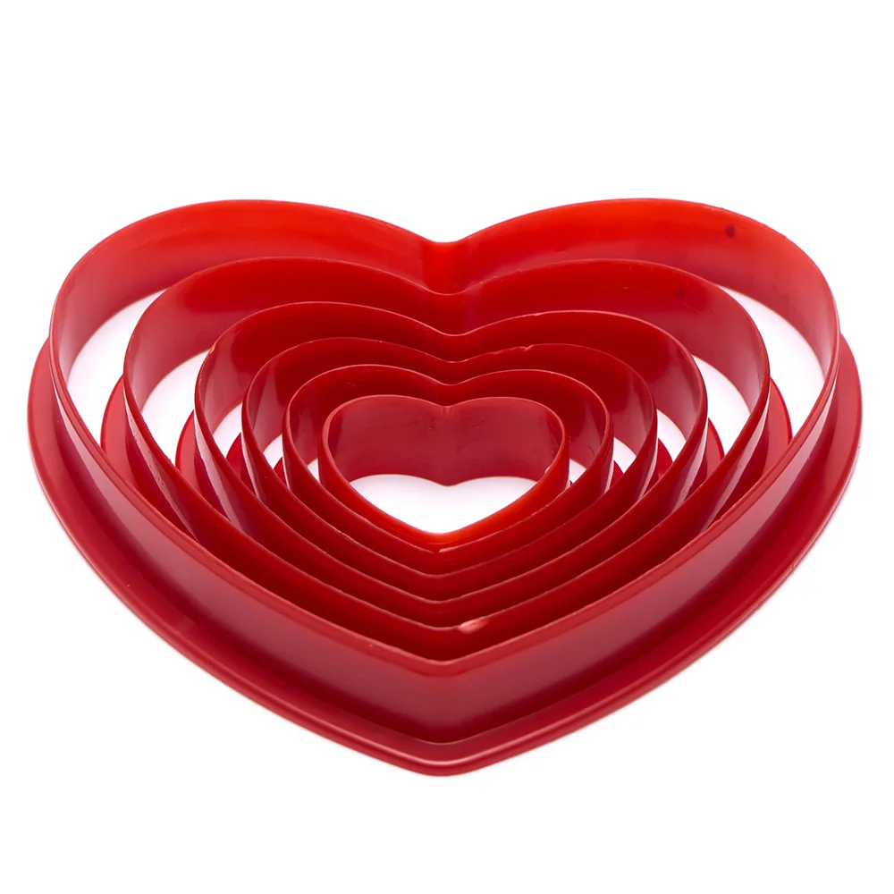 6 шт./компл. Пластиковая форма для торта в форме сердца резак печенья украшения из