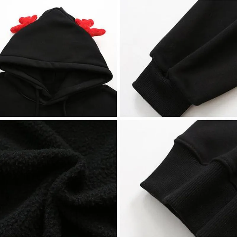 

Autumn Winter 2020 New Plush Thickened Lovely Women's Long Sleeve Korean Loose Student Cartoon Antler Hooded Coat Fashion Trend