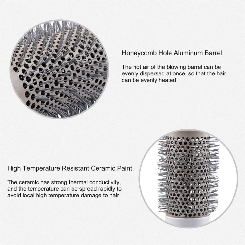 

5Pcs Professional Hair Brush Nano Hairbrush Thermal Ceramic Ion Round Barrel Comb Hairdressing Hair Salon Styling Drying Curling