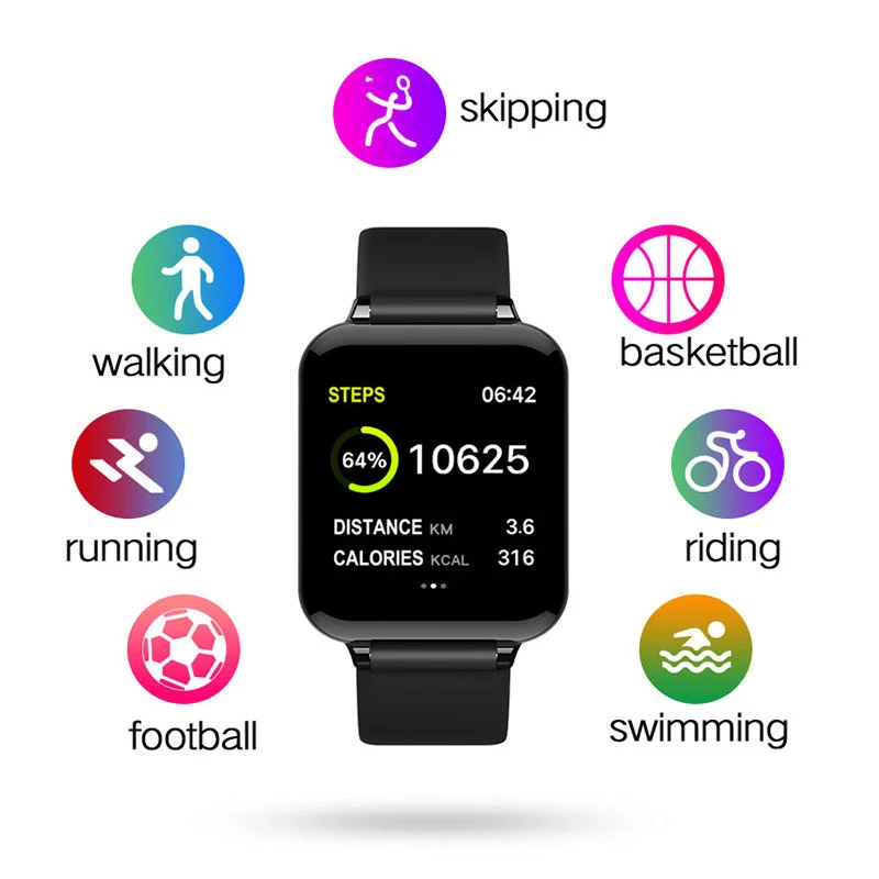 B57 Smart Watch Waterproof Fitness tracker Blood pressure Heart Rate Monitor Bluetooth Smartwatch Men Woman Bracelet | Спорт и