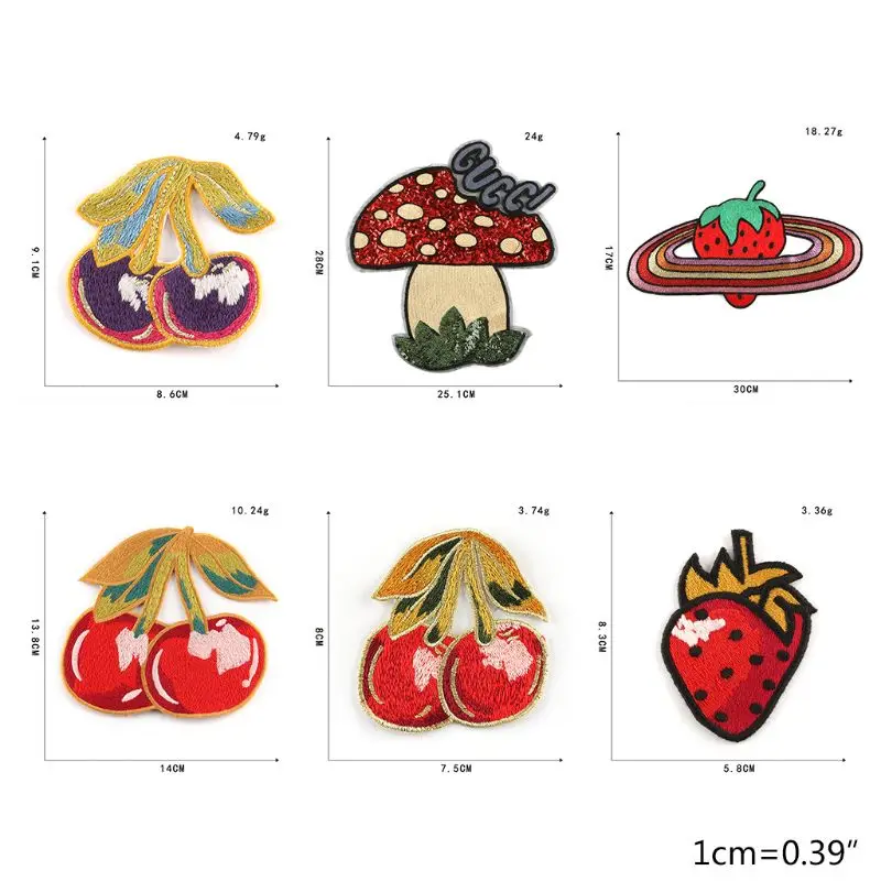 

Sequins Mushroom Cherry Strawberry Badge Patches Cute Cartoon Sewing/Iron On Embroidered Applique Clothes Hat DIY Decor