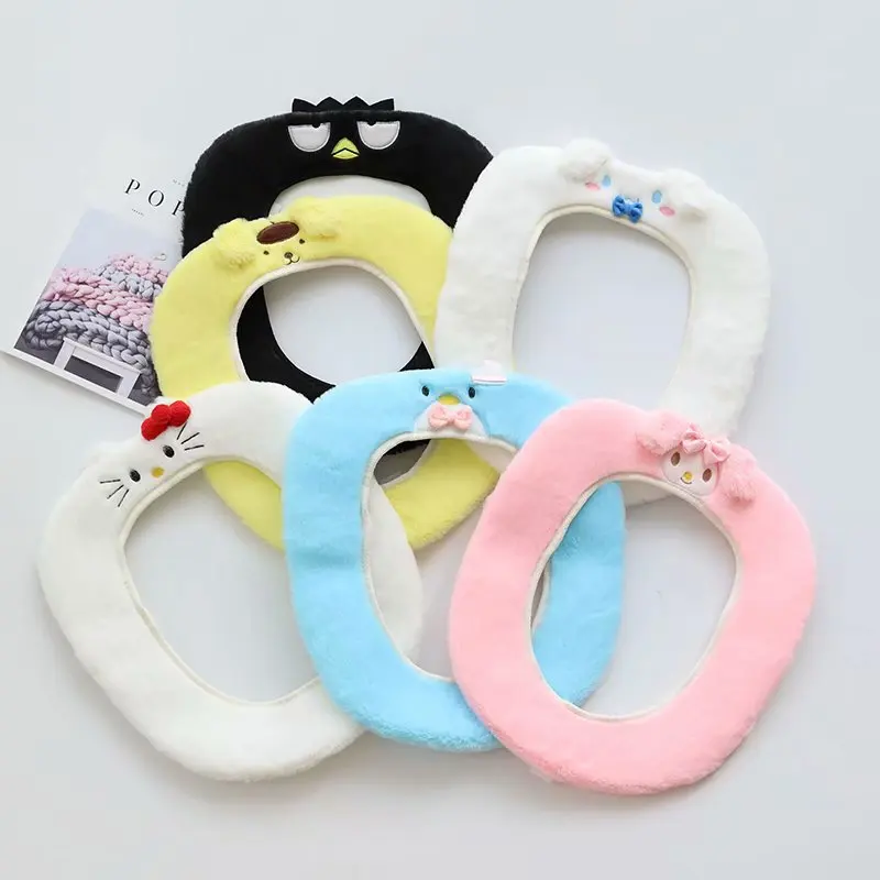 

Симпатичное японское сиденье для унитаза в стиле аниме Kawaii Melody Cinnamoroll Kuromi, осень и зима, искусственное кольцо, украшение для дома