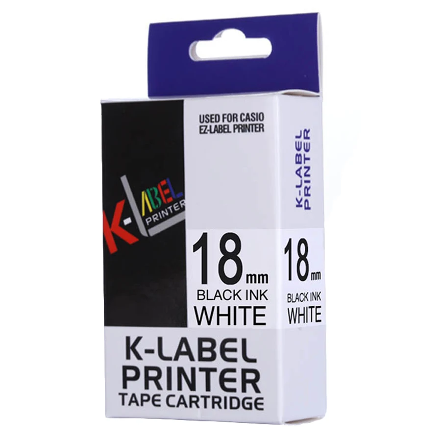 CIDY 10 шт. совместимый XR-18WE XR18WE 18 мм черный на белой ленте картридж для Casio label maker KL-120