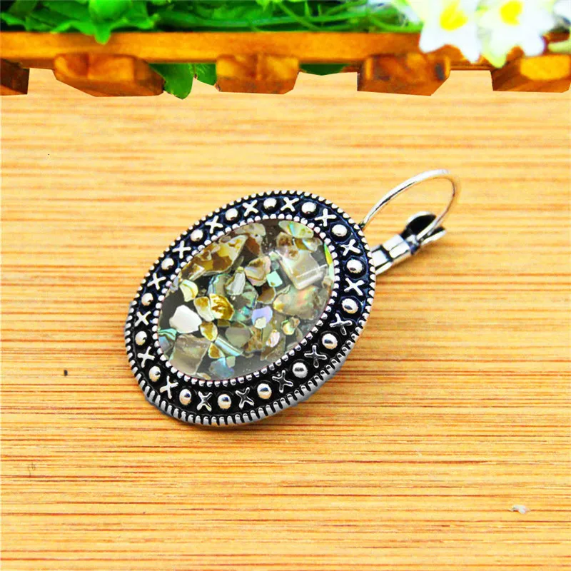 Classic Oval Shell Jewelry Set Antique Silver Plated Necklace Earrings Bracelet Fashion Jewelry TS415