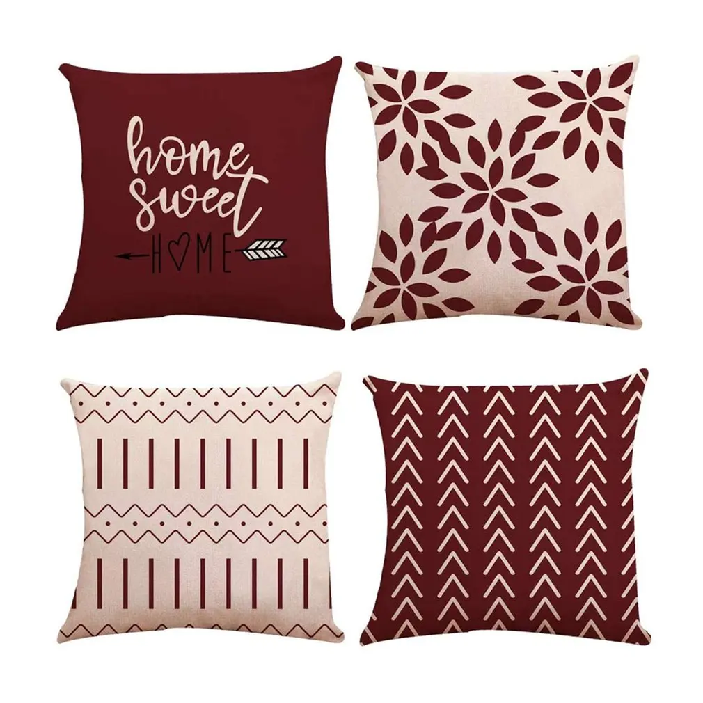 

Leather Velvet Pillowcase Four-piece Modern Chair Home Sofa Pillowcase Linen Pillow DIY Pillow Single-sided Double-sided