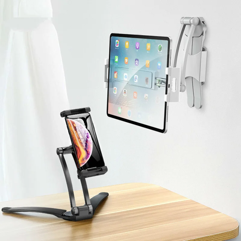 

Phone Holder Aluminum Desktop Phone Tablet Holder Stand Flodable Adjustable 5-13 Inch Tablet Phone Desktop Mount for Ipad Pro