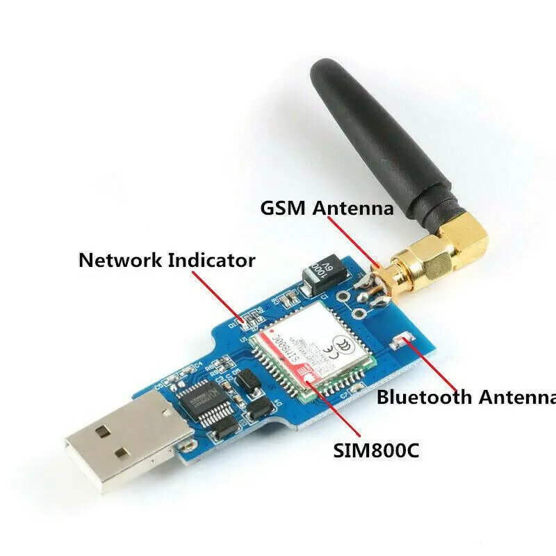 USB к GSM модулю Quad-Band GPRS SIM800C модуль для Bluetooth SMS сообщений с антенной | Электроника