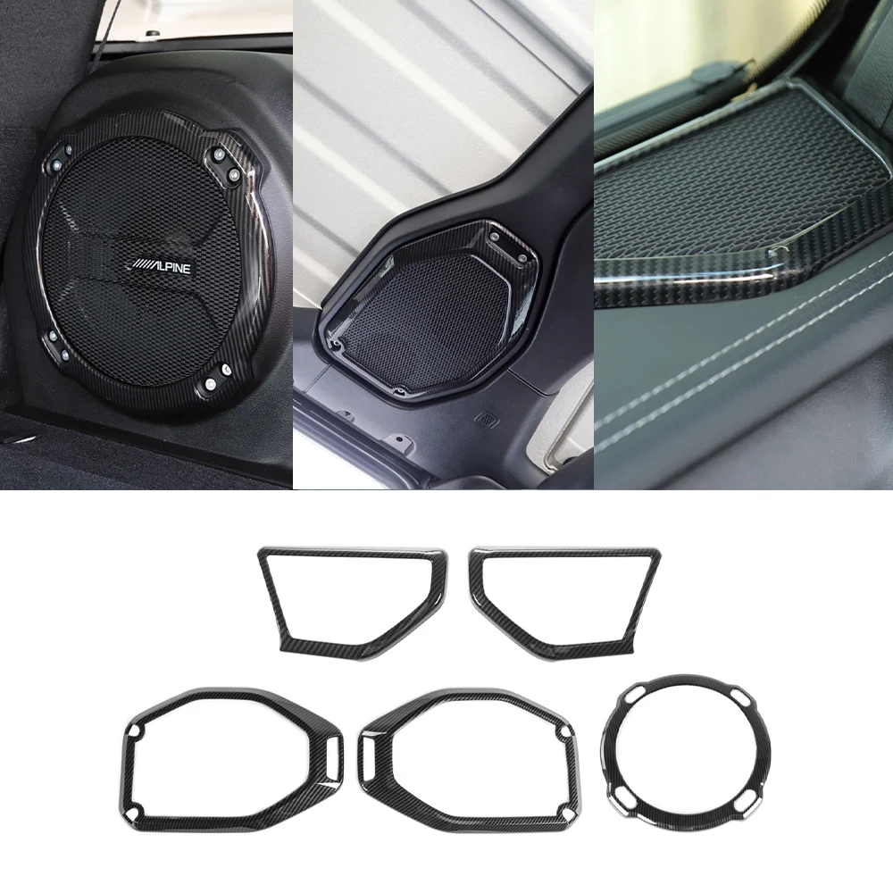 

for Jeep Wrangler JL 2018-2021 Rubicon A Pillar/ Top Roof/ Tail Box Speaker Decoration Cover Trim Car Accessory ABS Carbon Fiber