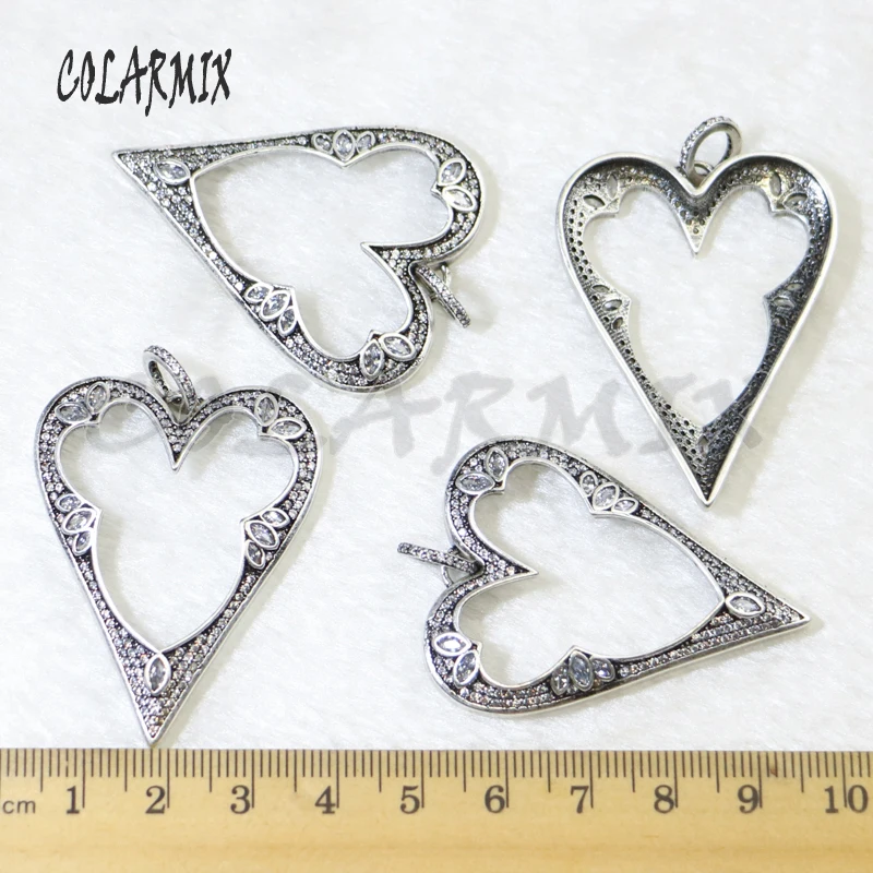 

5 pieces Heart pendants Hollow necklace pendants Retro cubic zircon accessories crystal jewelry for women 50013