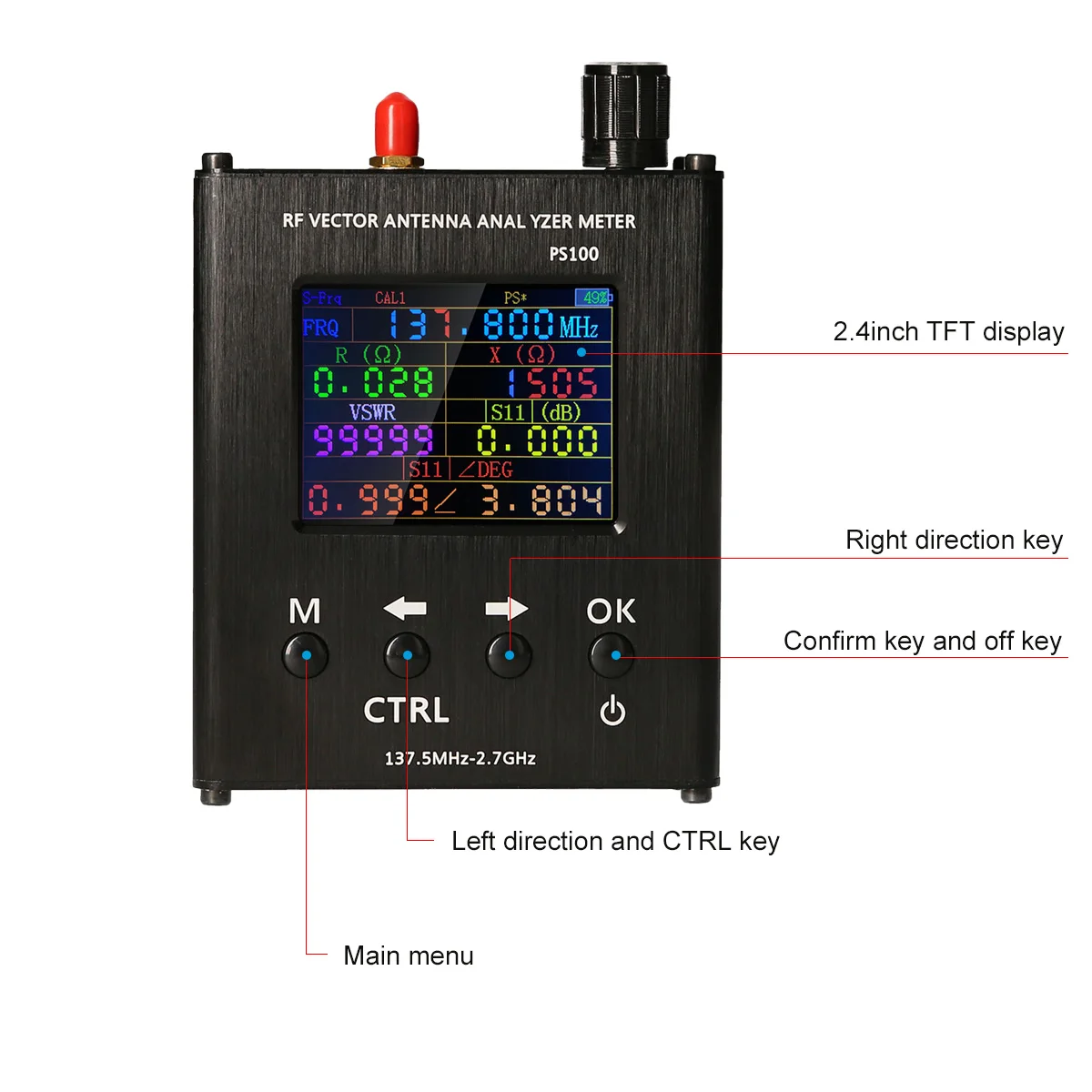 SWR RF векторный антенный анализатор Измеритель 2 4 дюймов TFT Экран дисплея