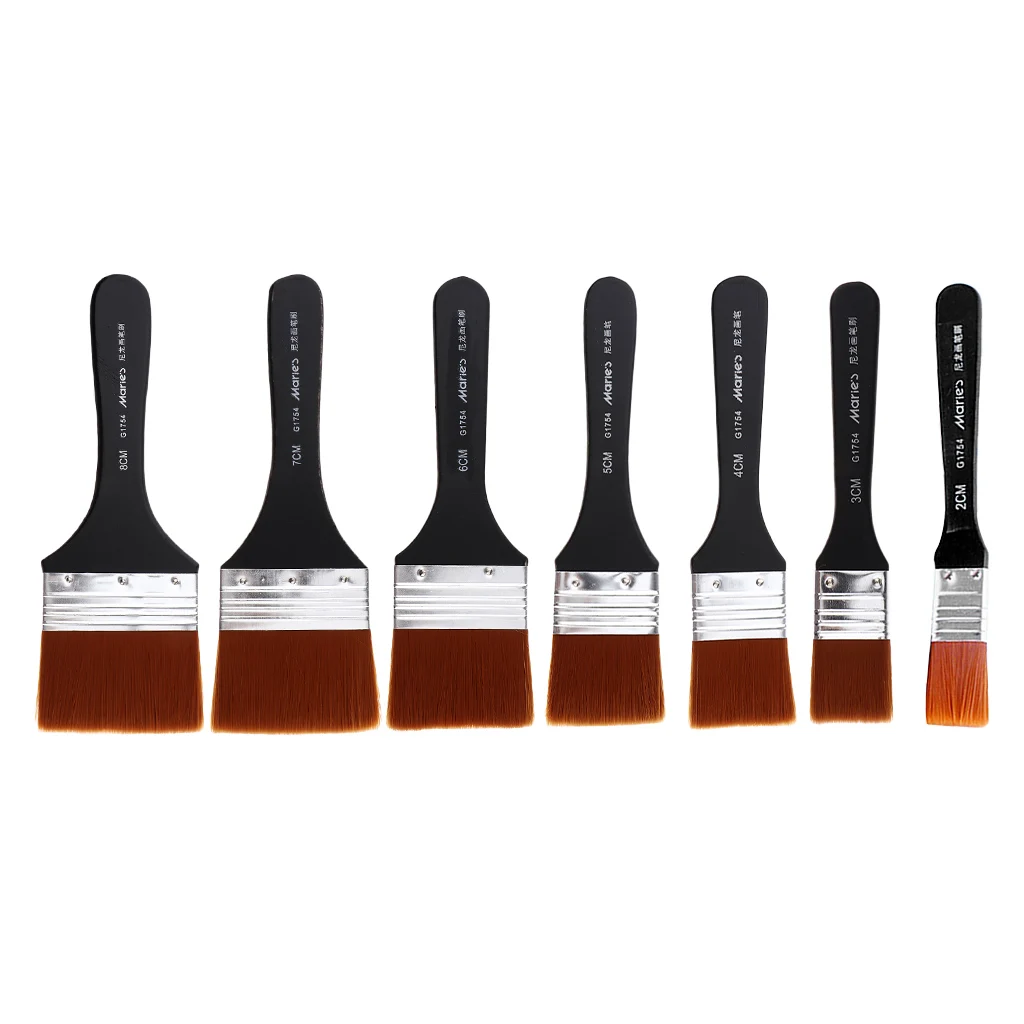 

7 Sizes Nylon Paint Brush Easy Holding Painting Sets Artist Tool for Wall /Wood Art DIY
