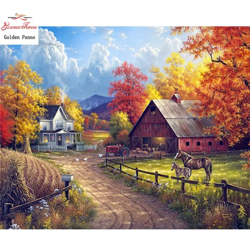 Square Diamond Diamond Painting Full Square Landscape Diamond Art Embroidery Country Home Decoration