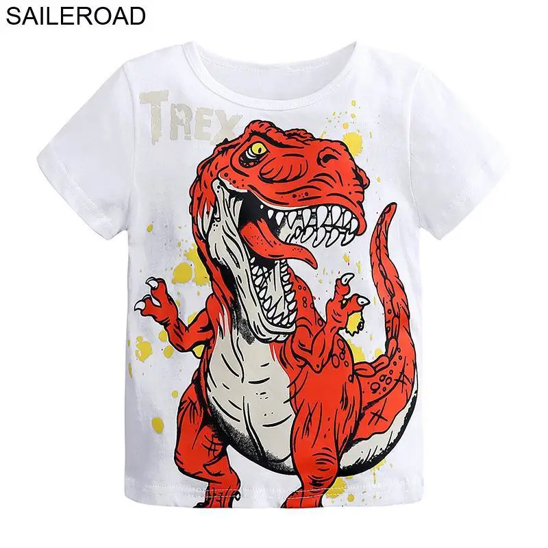 7911 white SAILEROAD/футболка для мальчиков 8 лет, детские топы, рубашки детская одежда с рисунком динозавра г. Летняя рубашка одежда для девочек - Цвет: 7911 white