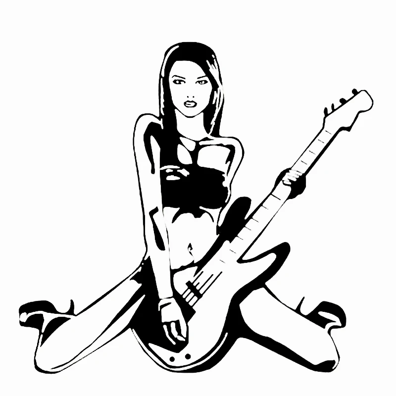 

Sexy Guitar Girl Car Sticker Pvc Personality Auto Suitcase Accessories Decorative Waterproof Decal Customizable Colors 15cm*14cm