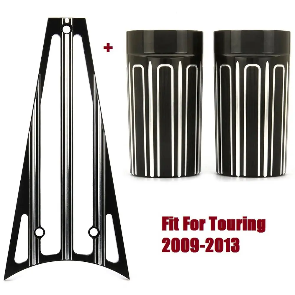 Черная рамка решетка вилки ползунка ботинки крышки Road King Classic FLHRC FLHR FLHX FLTR 2009-2013 |