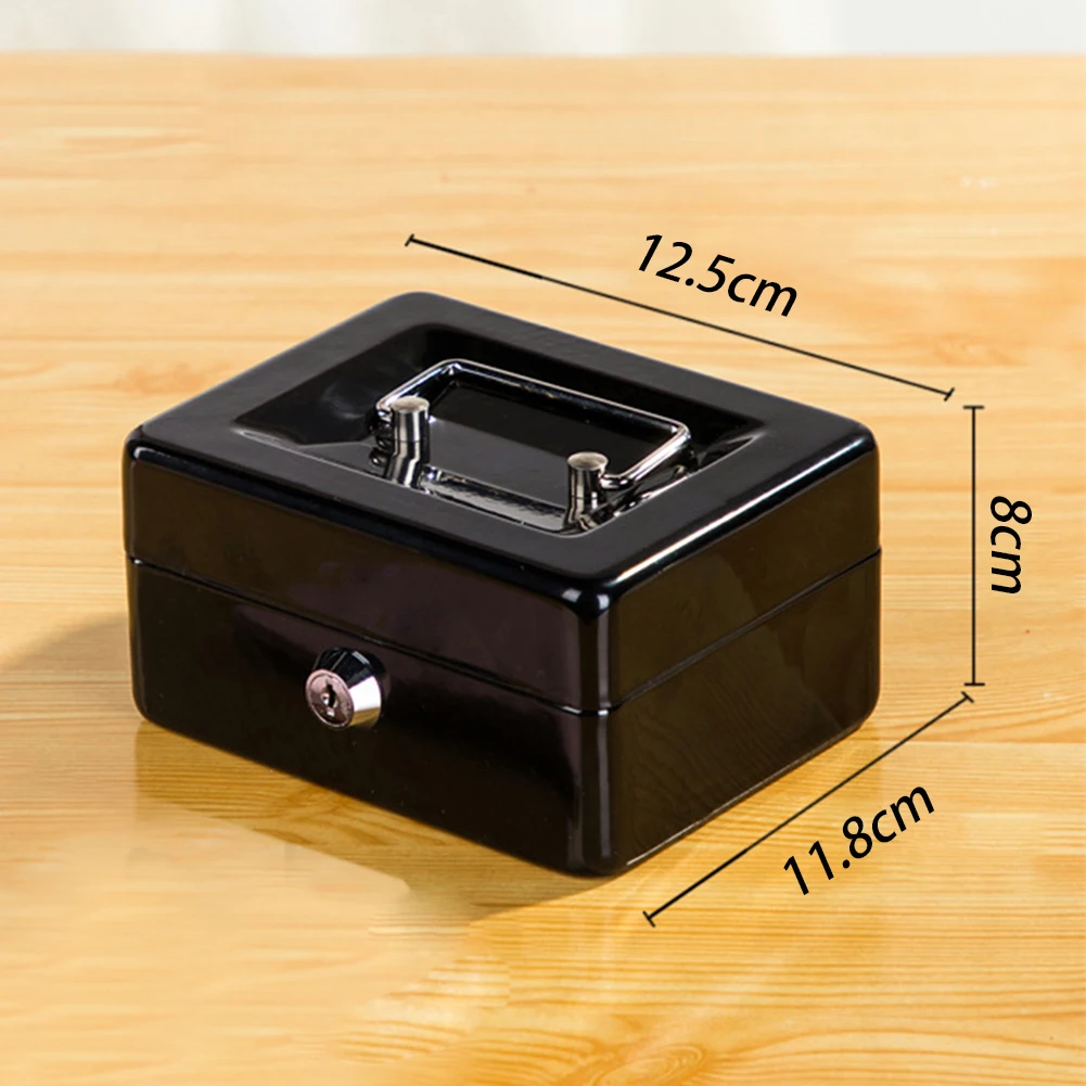 

Lockable Cash Tray Mini Money Tin Safe Piggy Bank Petty With Key Metal Carry Security Deposit Box Drawer