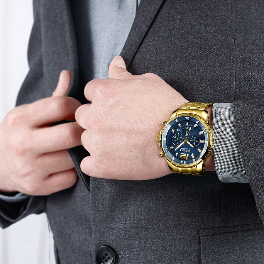 MEGIR мужские часы брендовые Роскошные армейские военные хронограф кварцевые