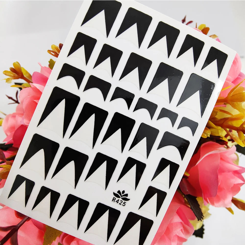 

Black Geometry Triangle Crown 3D Stickers for Nails Design Self Adhesive Nail Art Decoraciones Sliders Manicure Foil Tips