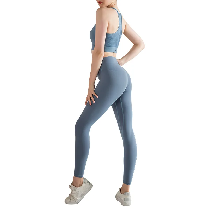 BONJEAN Double sided matte nude yoga pants pocket sports tights fitness nine point high waisted Leggings for women |