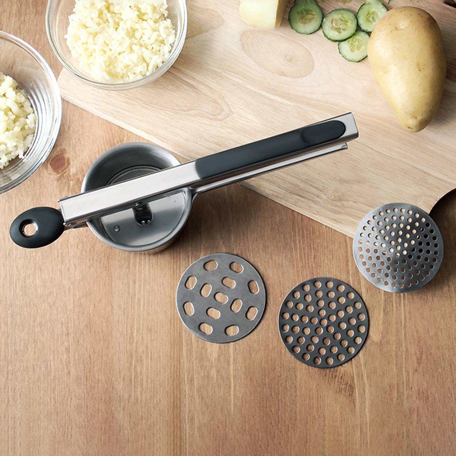 

Stainless Steel Potato Ricer Fruit Masher Juicer Squeezer Extractor Food Strainer Kitchen Tools Dishwasher Safe