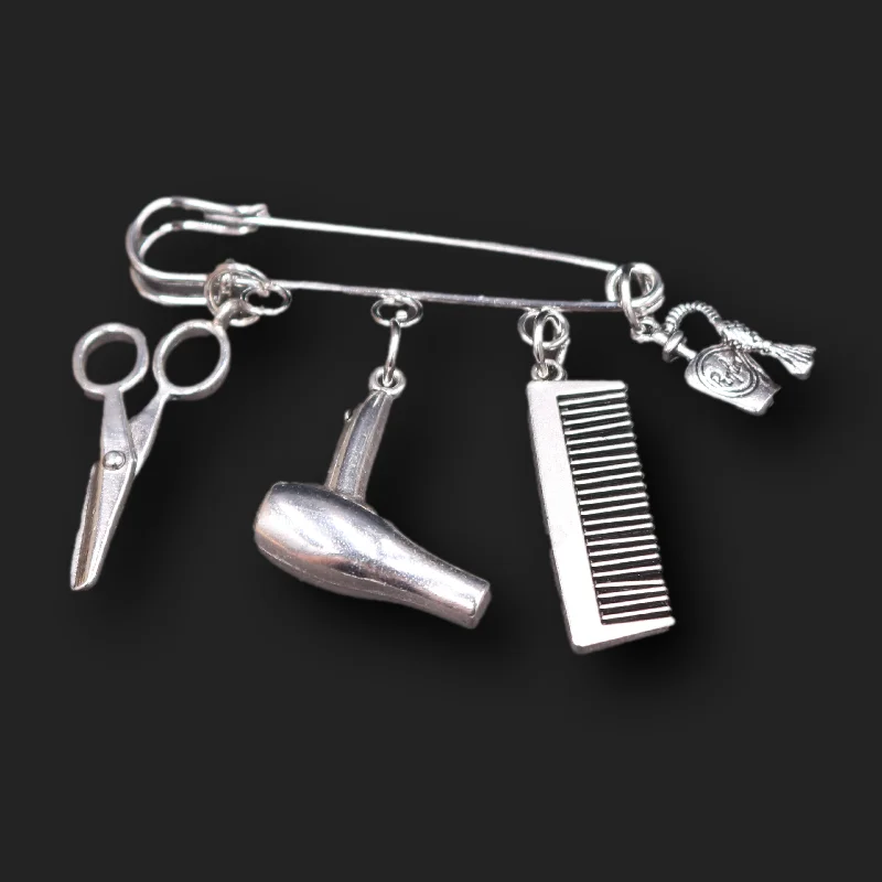 

1pc Metal Brooch Barber Hair Dryer/Scissors/Comb DIY Charm Ornaments Bag Handmade Occupation Jewelry Souvenir Badge Gift P804