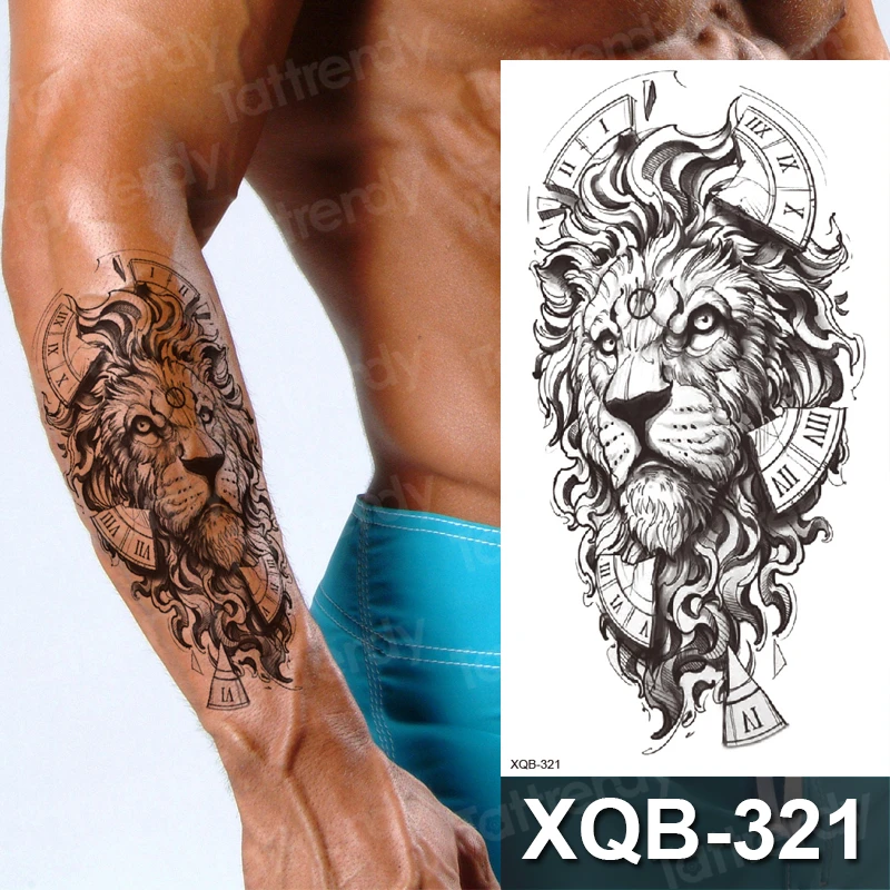 

Временная татуировка наклейка черная для мужчин мальчик сексуальное боди-арт поддельная Татуировка Король Лев аниме компас 3D Татуировка водостойкая повязка