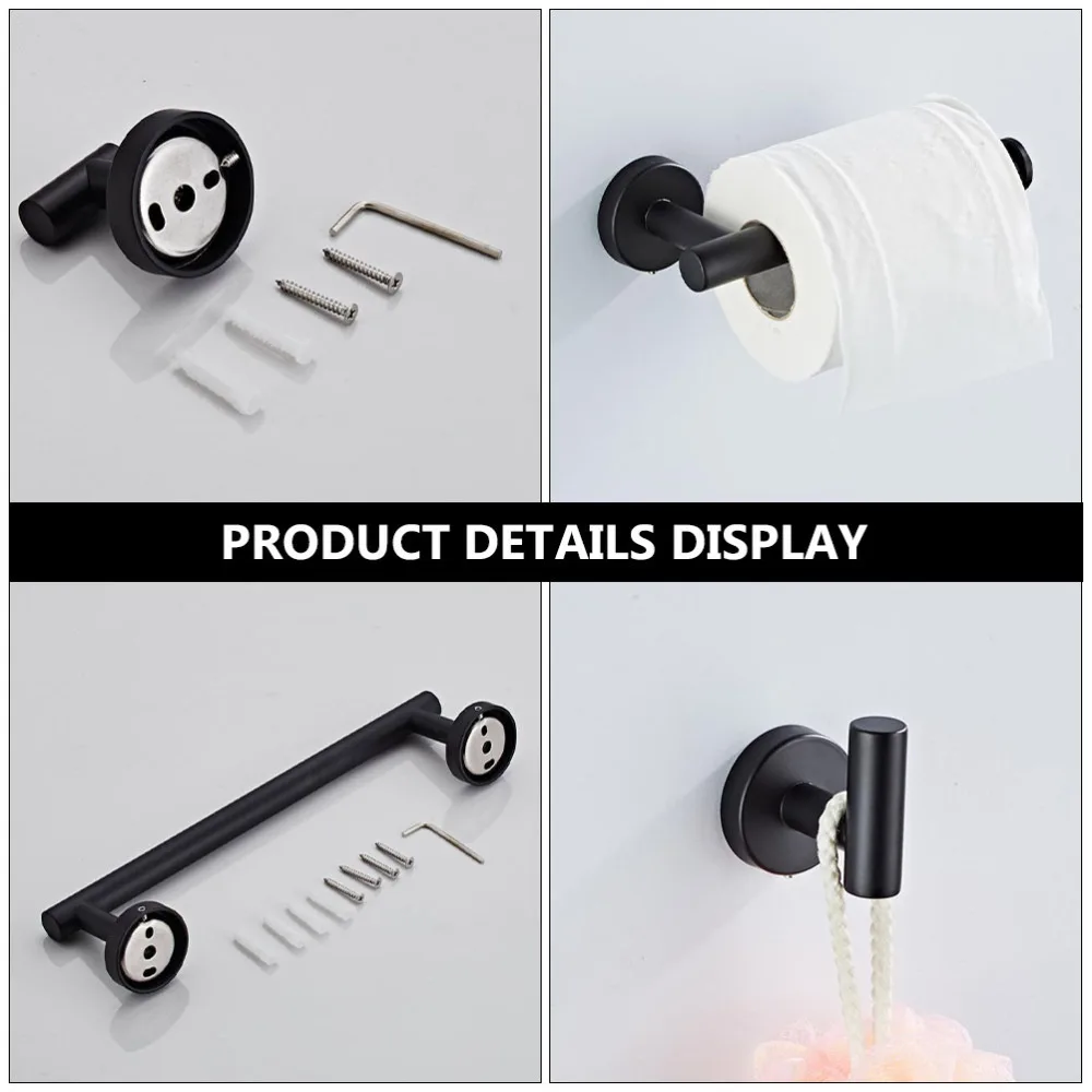 

1 Set Sturdy Towel Rack Set Stainless Steel Bathroom Hanging Rack Tissue Rack