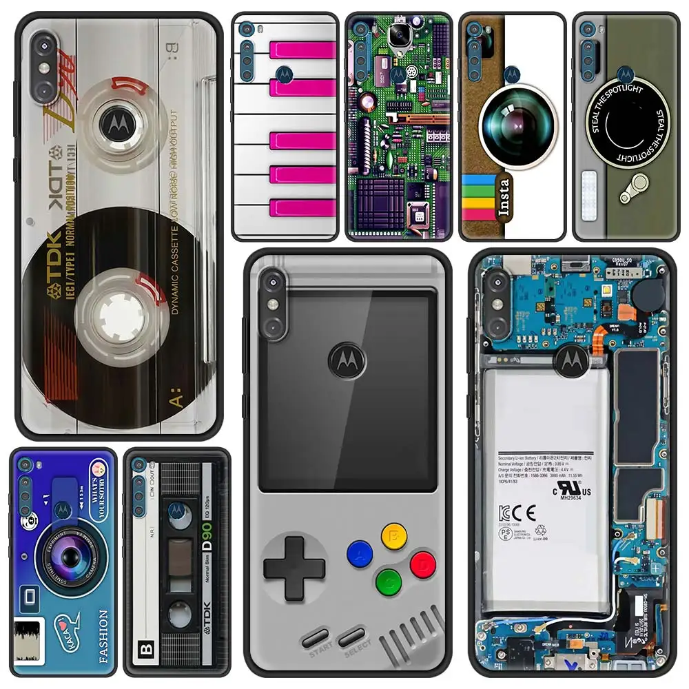 

Case for Motorola Moto G9 Play One Fusion Plus G8 Power Lite Soft Cover Hype G Stylus E6s E7 Phone Funda Retro Camera Games Capa