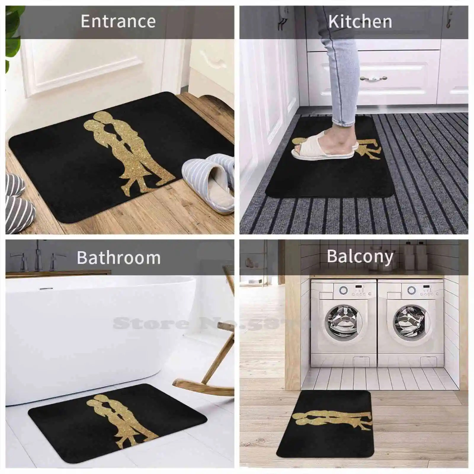 The First Kiss Золотая мягкая подушка Домашний ковер Дверной коврик Автомобильный Tora