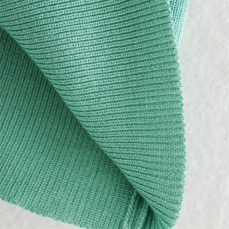 

ZXQJ Women 2021 Fashion Loose Cropped Collar Rib Knitted Sweater Vintage Stand-up Long Sleeve Female Pullovers Chic Tops