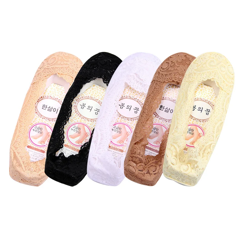 A 5pairs Женские кружевные носки Harajuku Нескользящие Женские Бесшовный носок Модные носки-лодочки 5 пар/лот# F - Цвет: A 5pairs