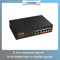 terow 6 port 10100mbps poe switch 42 fast ethernet switch with vlan 52v 48w power supply for camera router video recorder