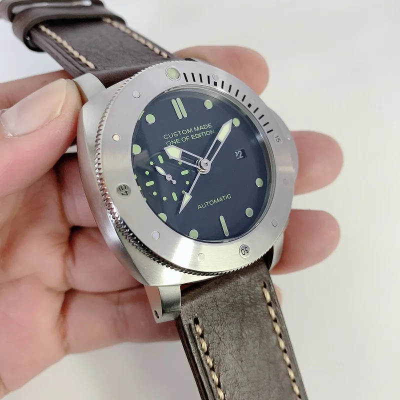 Новые мужские parnis 47 мм GMT кожаный ремешок Морская Чайка автоматические