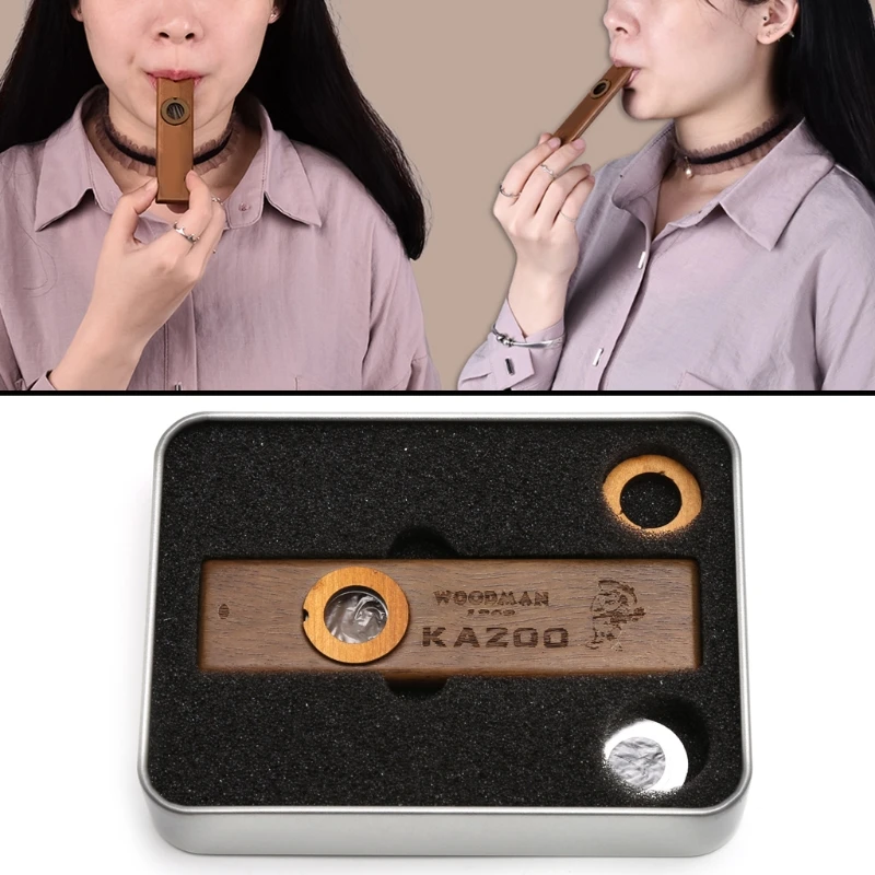 Музыкальный инструмент Губная гармошка деревянная гармоника Kazoo с металлической