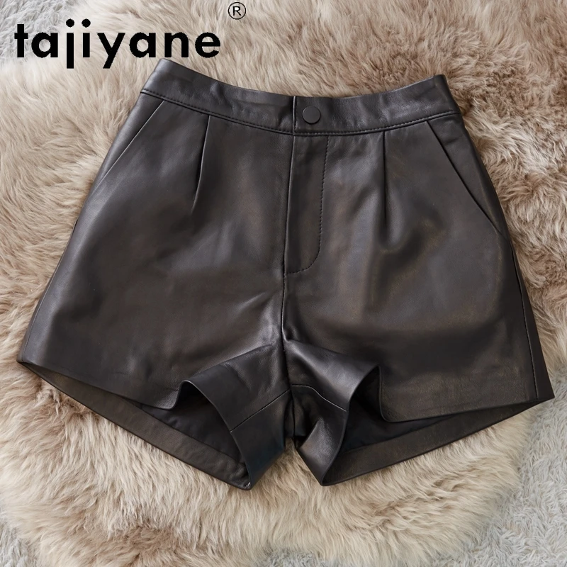 Tajiyane Summer Genuine Shorts Women High Waist Trousers Woman Real Sheepskin Women's Shorts Womenswear Mujer Pantalones TN2350
